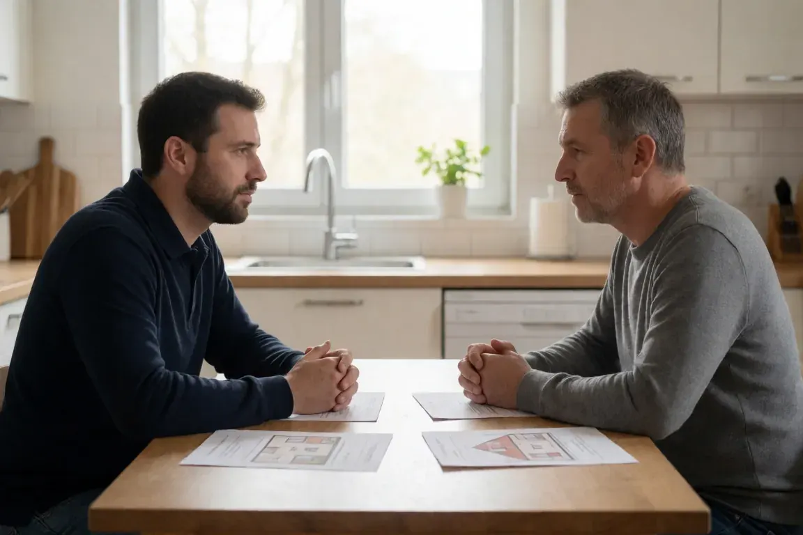 Échange entre un propriétaire et un professionnel autour d'un projet de maison