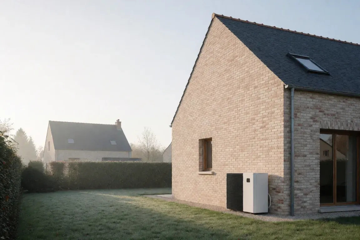 Pompe à chaleur installée près d'une maison